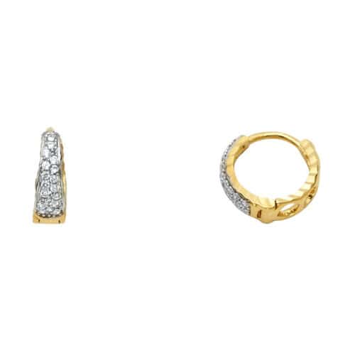 14K Yellow Gold Cubic Zirconia Huggies Earrings