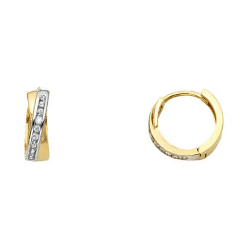 14K Yellow Gold Cubic Zirconia Huggies Earringsrings