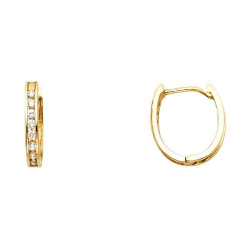 14K Yellow Gold Cubic Zirconia Huggies Earringsrings