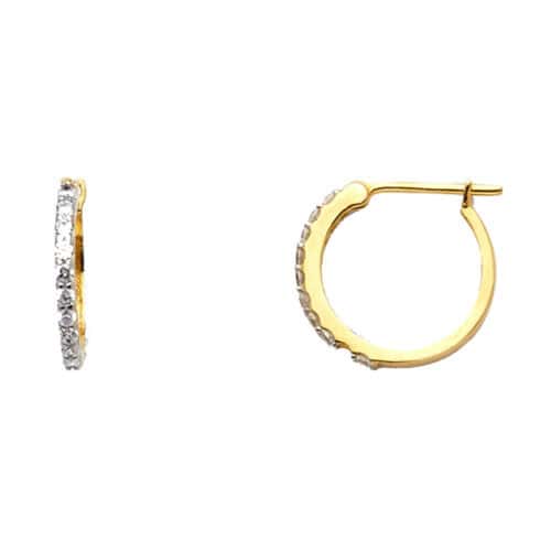 14K Yellow Gold Cubic Zirconia Huggies Earringsrings