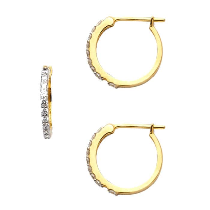 14K Yellow Gold Cubic Zirconia Huggies Earringsrings - Image 3