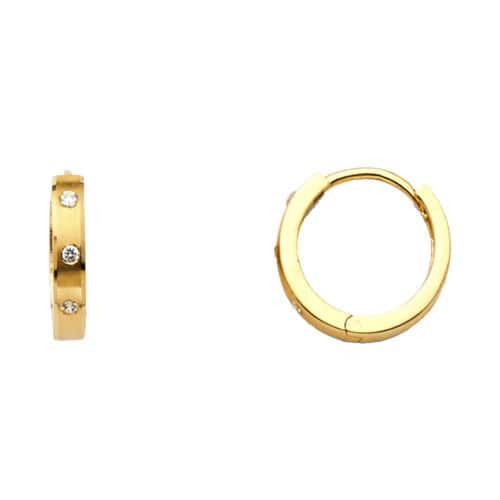 14K Yellow Gold Cubic Zirconia Huggies Earringsrings