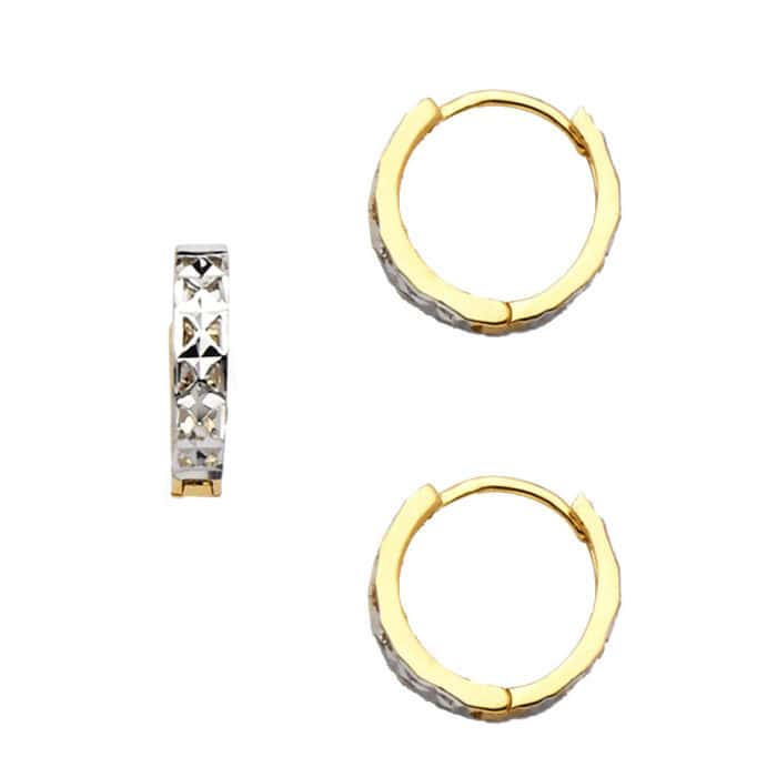 14K Two Tone Gold Cubic Zirconia Huggies Earringsrings - Image 3