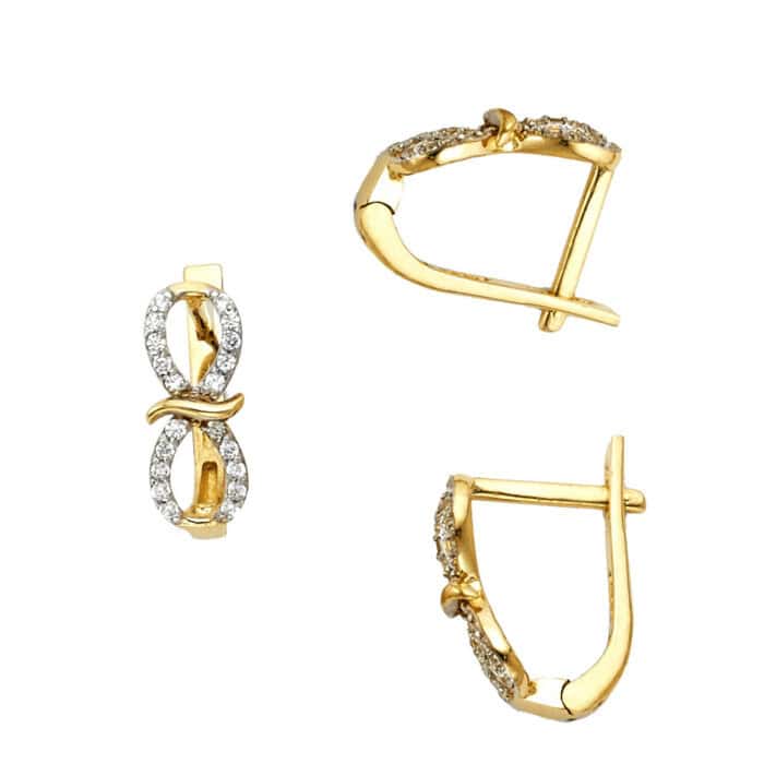 14K Yellow Gold Cubic Zirconia Huggies Earringsrings - Image 3