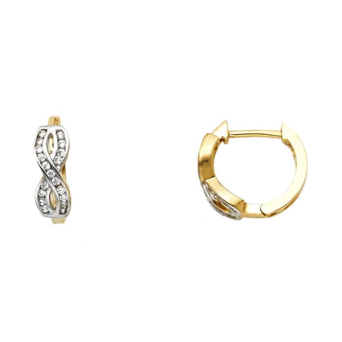 14K Yellow Gold Cubic Zirconia Huggies Earringsrings