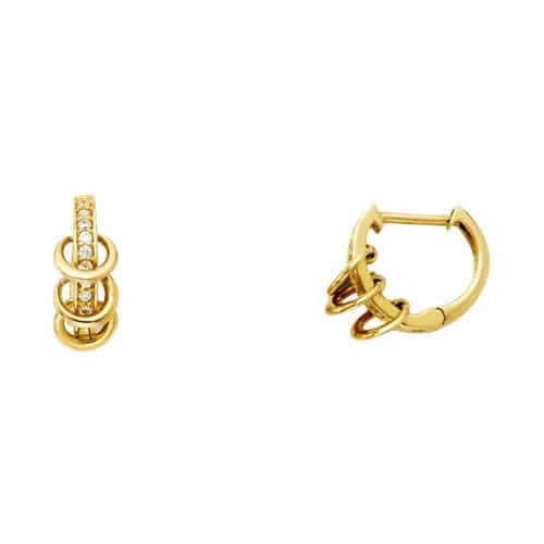 14K Yellow Gold Cubic Zirconia Huggies Earringsrings