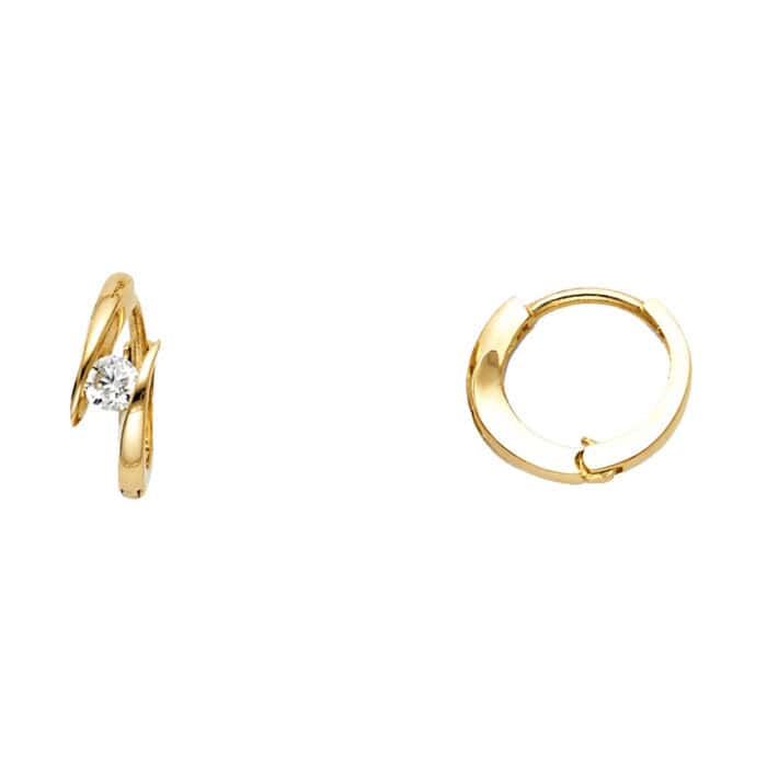 14K Yellow Gold Cubic Zirconia Huggies Earringsrings