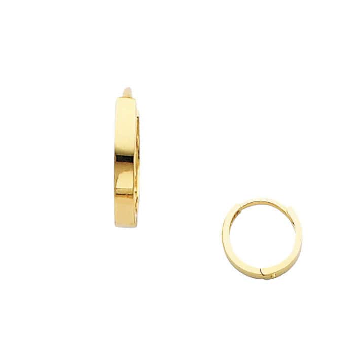 14K Yellow Gold 2mm Square Tube Huggies Earrings - Image 2