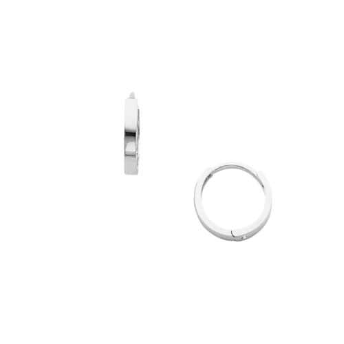 14K White Gold 2mm Square Tube Huggies Earrings