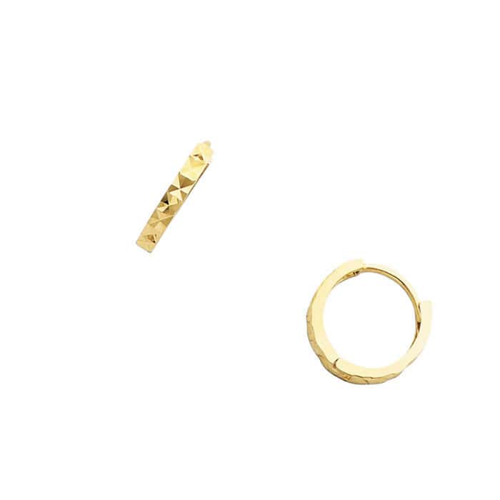 14K Yellow Gold 2mm Square Tube Huggies Earrings - Image 3
