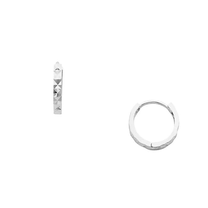 14K White Gold 2mm Square Tube Huggies Earrings - Image 3
