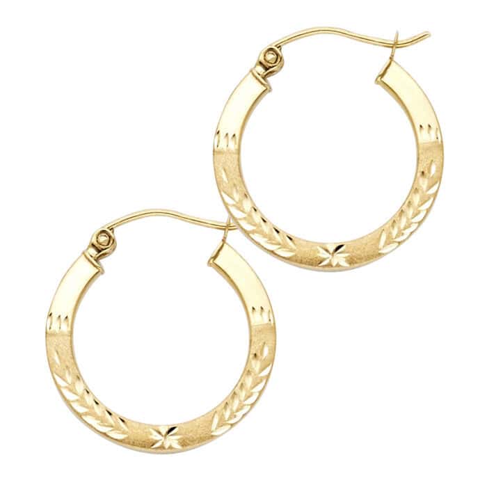 14K Yellow Gold 1.5mm Hoop Earrings