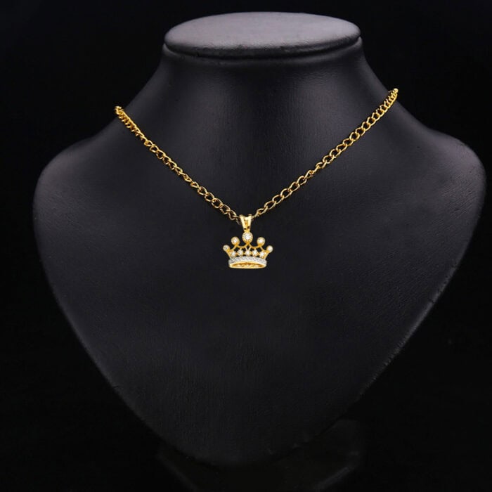 14K Yellow Gold Cubic Zirconia CROWN PENDANT - Image 2