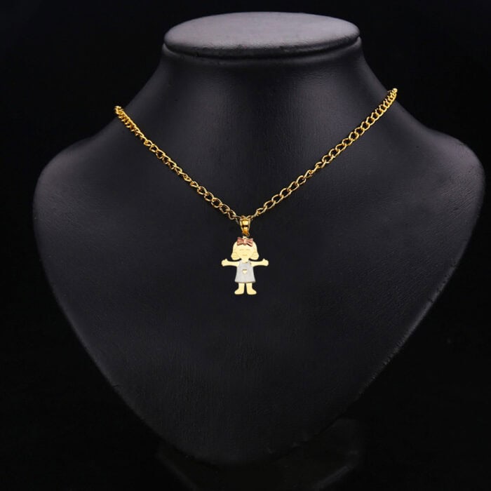 14K Tri Color Gold Girl Pendant - Image 2