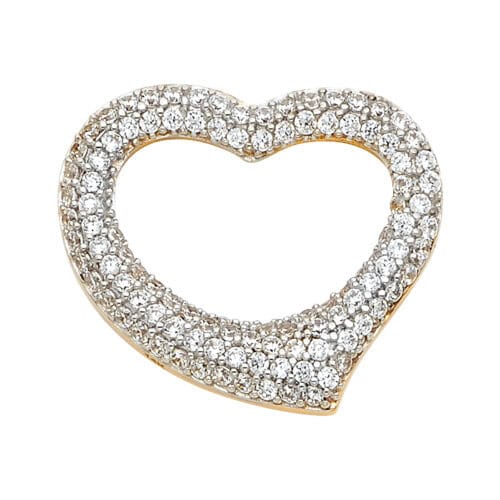 14K Yellow Gold Cubic Zirconia Heart Pendant