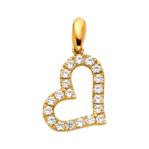14K Yellow Gold Cubic Zirconia Heart Pendant