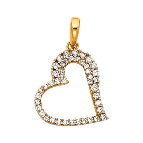 14K Yellow Gold Cubic Zirconia Heart Pendant