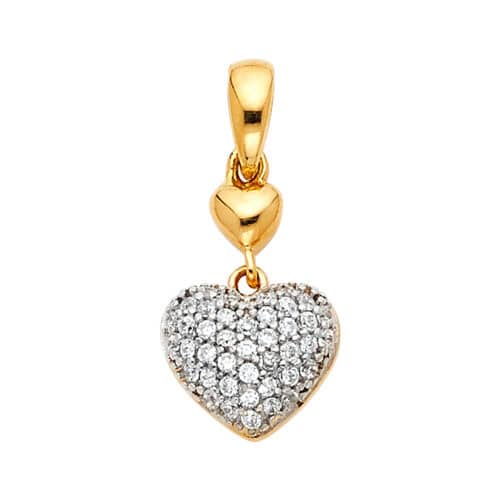14K Yellow Gold Cubic Zirconia Heart Pendant