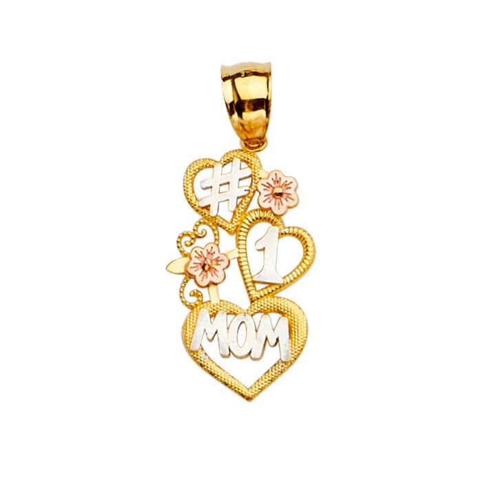 14K Tri Color Gold #1 Mom Pendant