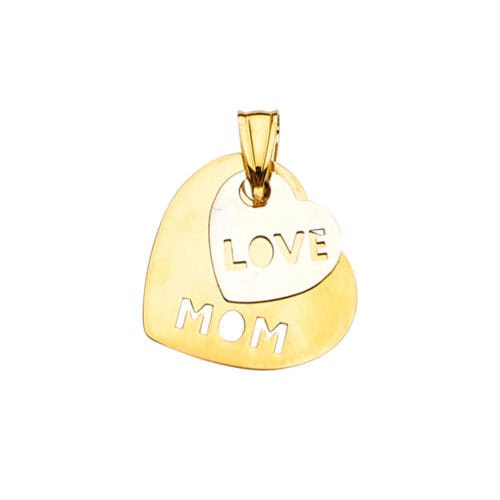 14K Two Tone Gold 2Hearts Pendant