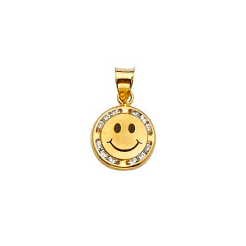 14K Yellow Gold Cubic Zirconia Smile Pendant