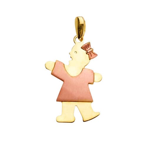 14K Two Tone Gold Girl Pendant