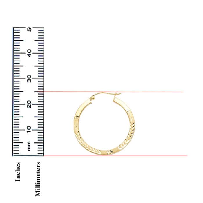 14K Yellow Gold 1.5mm Hoop Earrings - Image 2