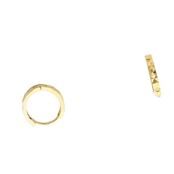 14K Yellow Gold 2mm Square Tube Huggies Earrings - Image 2