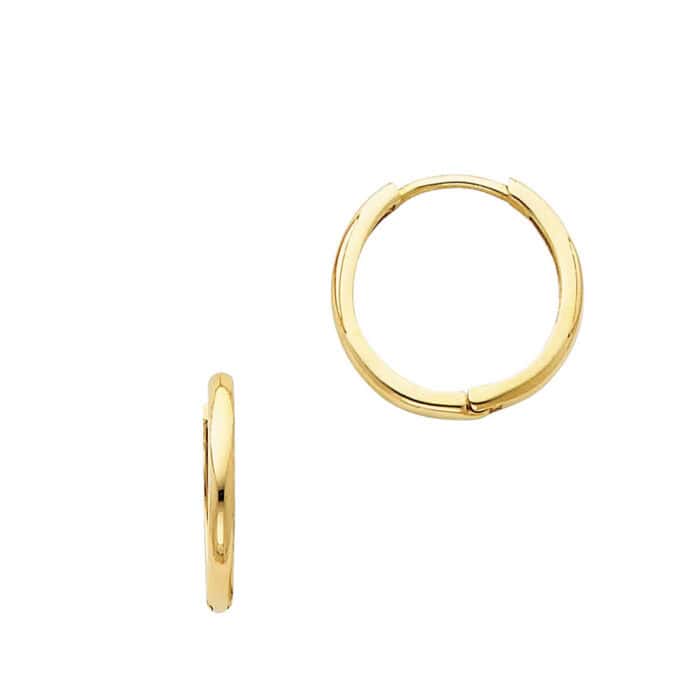 14K Yellow Gold 2mm Huggies Earrings - Image 3