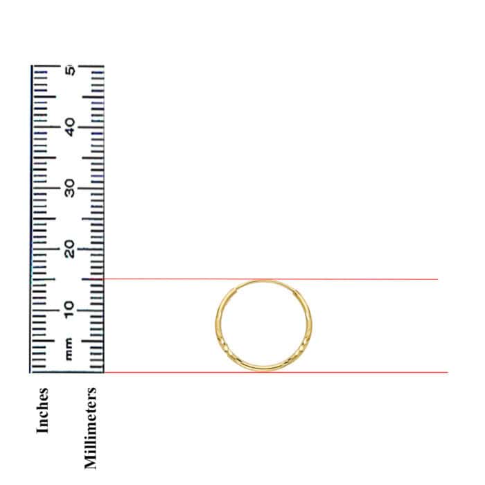 14K Yellow Gold 1.25mm Diamond Cut Hoop Earrings - Image 2