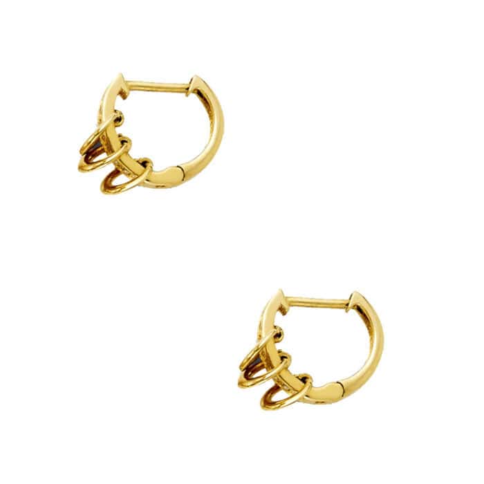 14K Yellow Gold Cubic Zirconia Huggies Earringsrings - Image 2