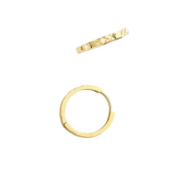 14K Yellow Gold 2mm Square Huggies Earrings - Image 2
