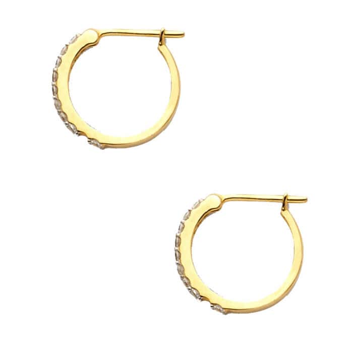 14K Yellow Gold Cubic Zirconia Huggies Earringsrings - Image 2
