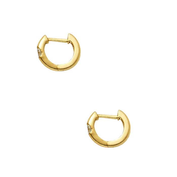 14K Yellow Gold Cubic Zirconia Huggies Earringsrings - Image 3