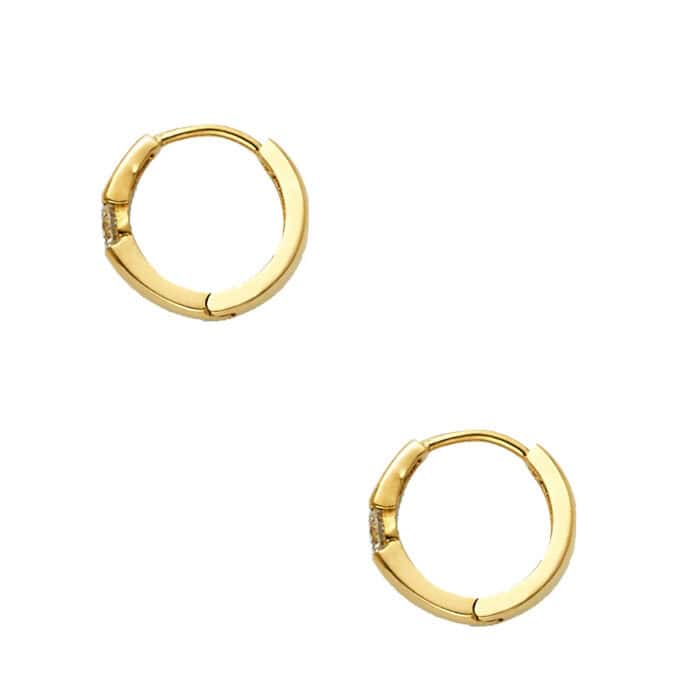 14K Yellow Gold Cubic Zirconia Huggies Earringsrings - Image 3