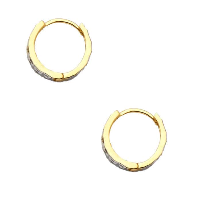 14K Two Tone Gold Cubic Zirconia Huggies Earringsrings - Image 2