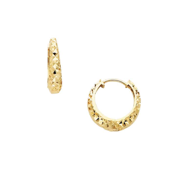 14K Yellow Gold 3mm Huggies Earrings - Image 2
