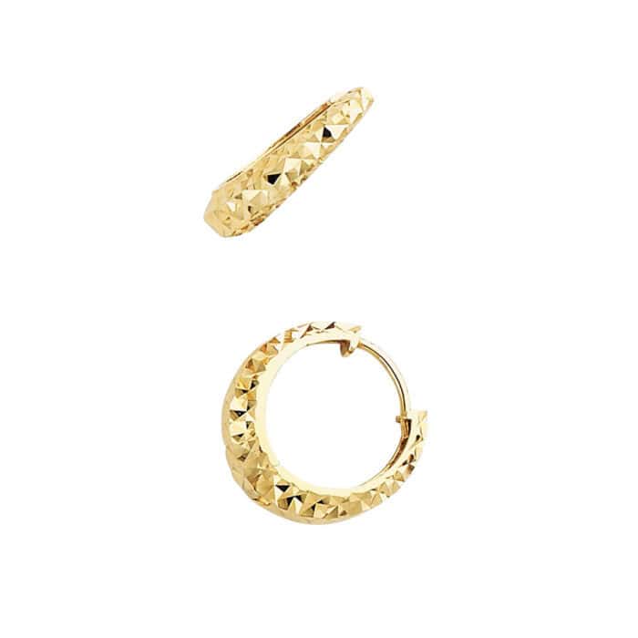 14K Yellow Gold 3mm Huggies Earrings - Image 3
