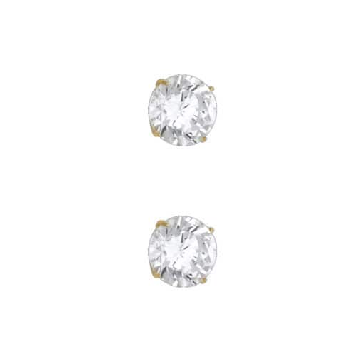 14K Yellow Gold 8mm RD Basket Stud Earrings w/Silicone