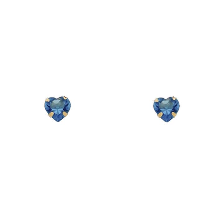 14K Yellow Gold 5mm Heart Cubic Zirconia Stamp Stud Earrings w/Screw (SEP) - Image 2