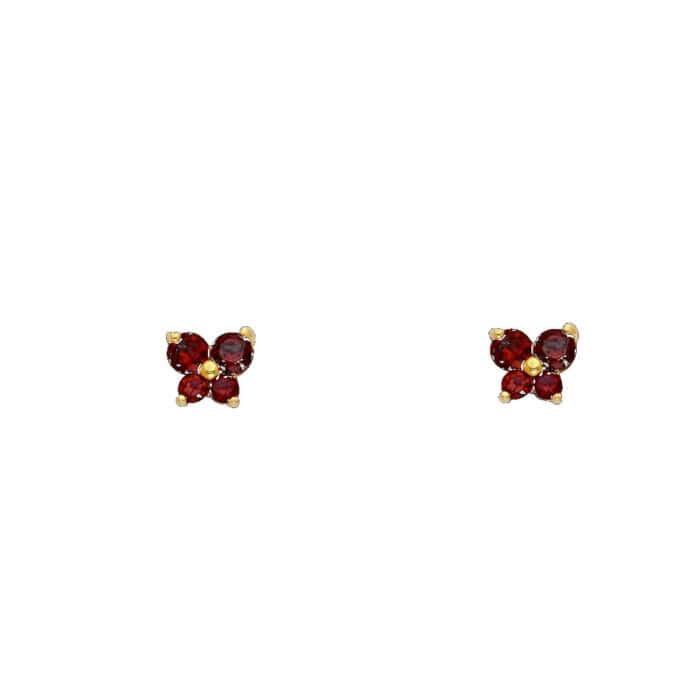 14K Yellow Gold Butterfly Cubic Zirconia Stud Earrings w/Screw(JAN) - Image 2