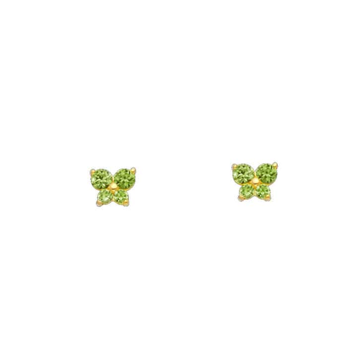 14K Yellow Gold Butterfly Cubic Zirconia Stud Earrings w/Screw(AUG) - Image 2