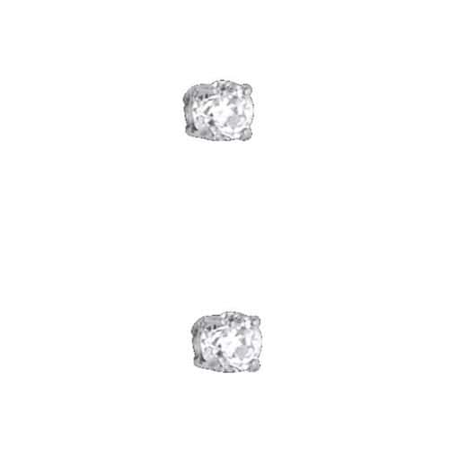 14K White Gold 3mm RD Basket Stud Earrings w/Silicone