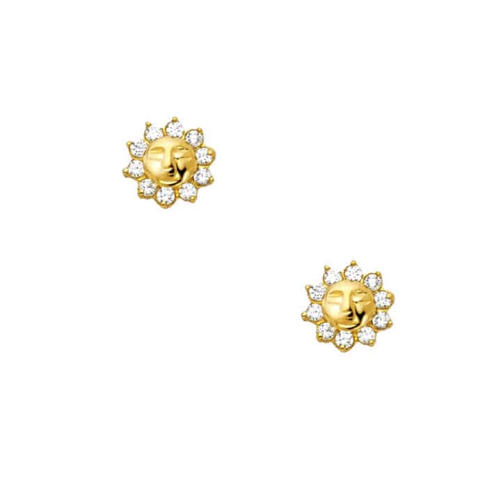 14K Yellow Gold Stud Earrings w/Screw - Image 2