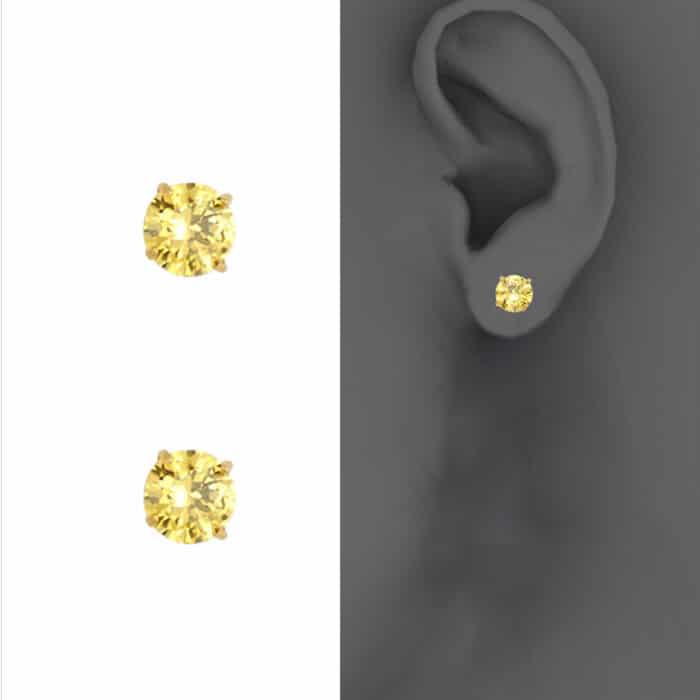14K Yellow Gold RD 4mm Stud Earrings w/Screw (NOV) - Image 4