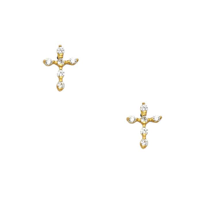 14K Yellow Gold Stud Earrings w/Screw - Image 2