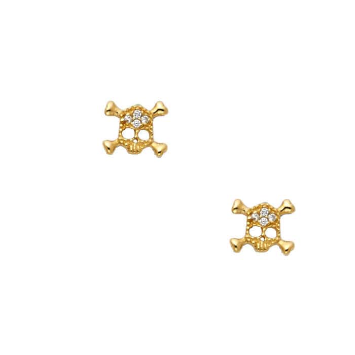 14K Yellow Gold Stud Earrings w/Screw - Image 2