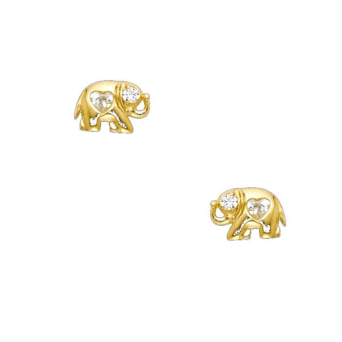 14K Yellow Gold Stud Earrings w/Screw - Image 2
