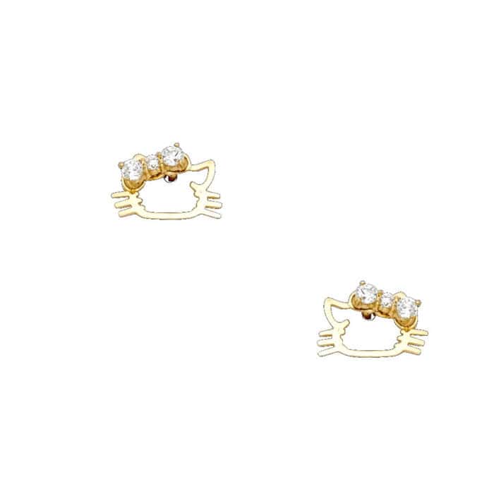 14K Yellow Gold Stud Earrings w/Screw - Image 2