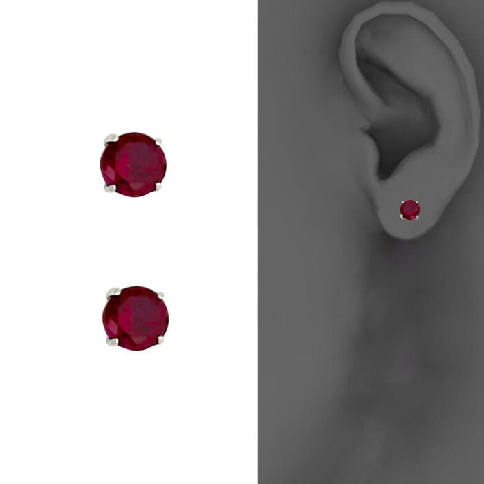 14K White Gold RD 4mm Stud Earrings w/Screw (JAN) - Image 4